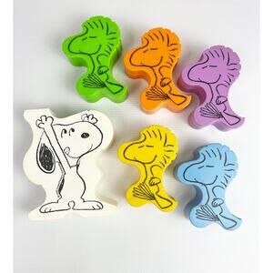 Vintage Peanuts Snoopy Woodstock Stacking Toy 6 Piece Plastic